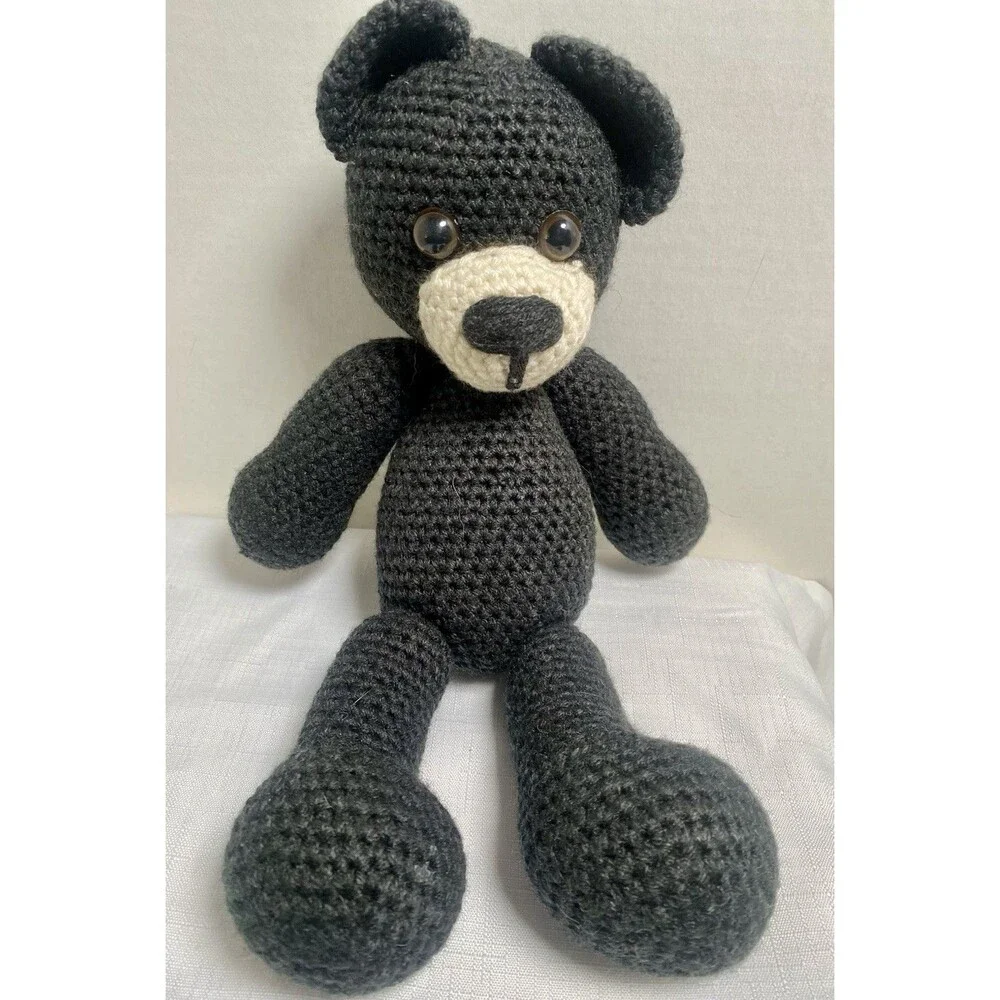 Handmade Crochet Teddy Bear Black 12